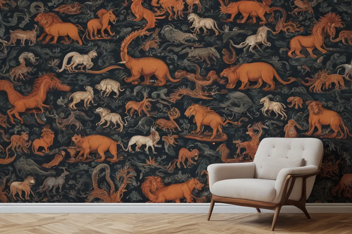 **Este papel de pared cuenta historias apocalípticas con ancestros históricos y mitológicos, brindando orientación interpretativa.**