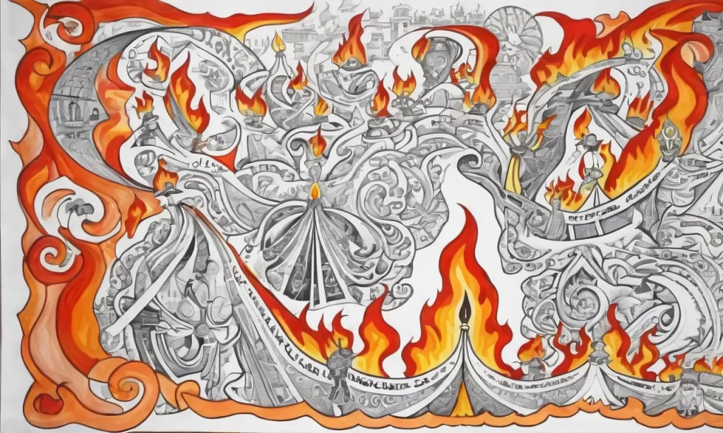 Los fuegos bailan sobre rollos