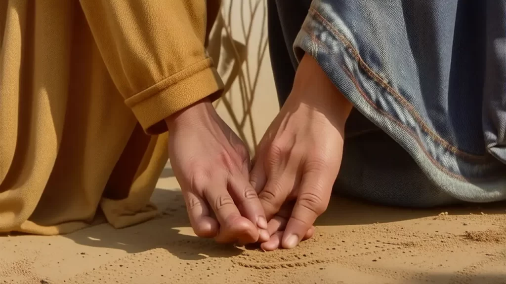 Piedad humilde en luz cálida y sencilla