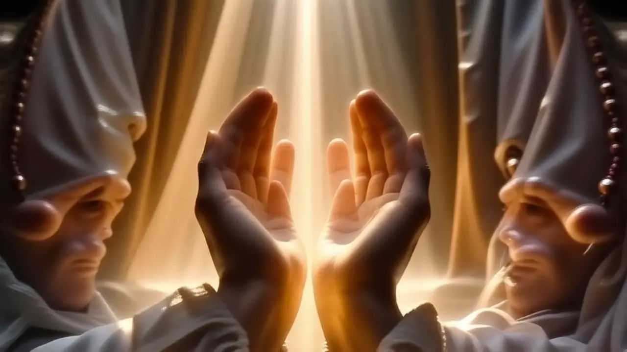 Elevación espiritual, luz divina, paz serena