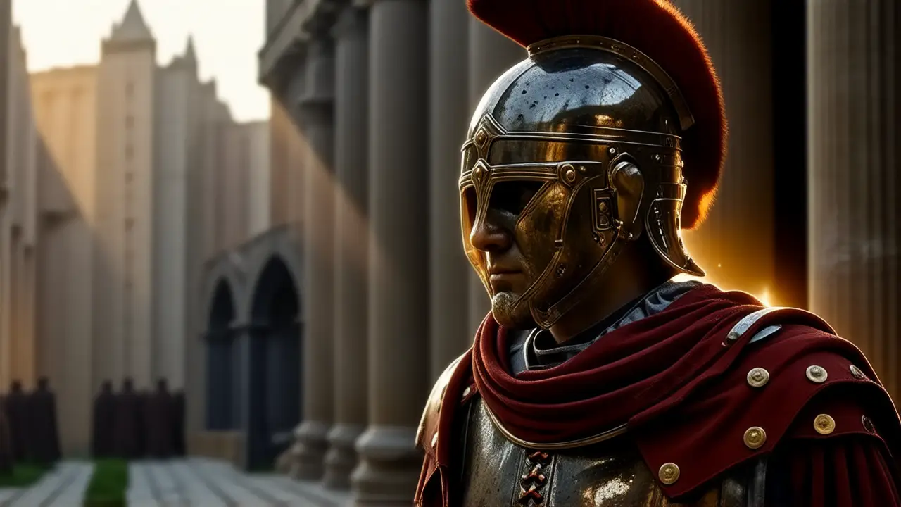 Guerrero romano, divinidad y esperanza brillan